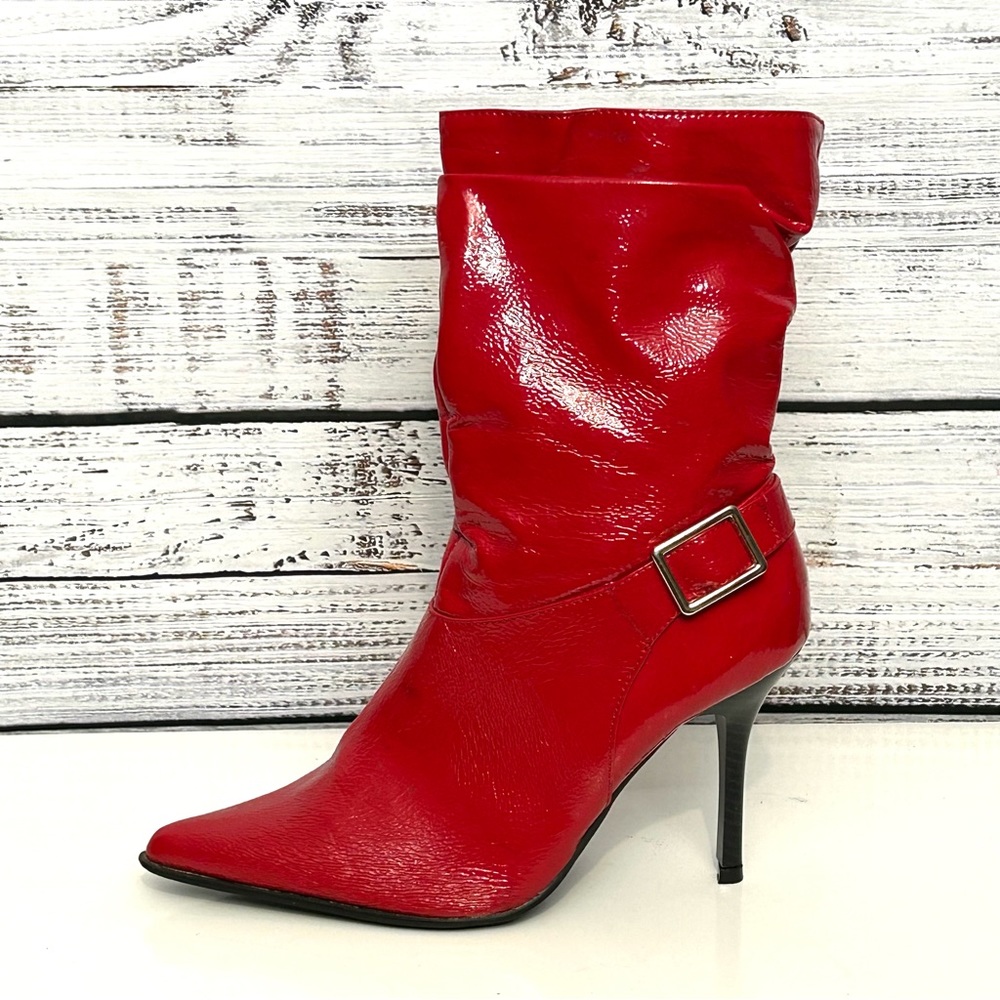 Red sexy heeled boots size 8.5 W